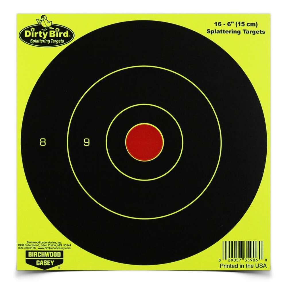 Targets Birchwood Casey Ready Series BC DIRTY BIRD 6in YELLOW BULLS-EYE TARGET - 100 SHEETS